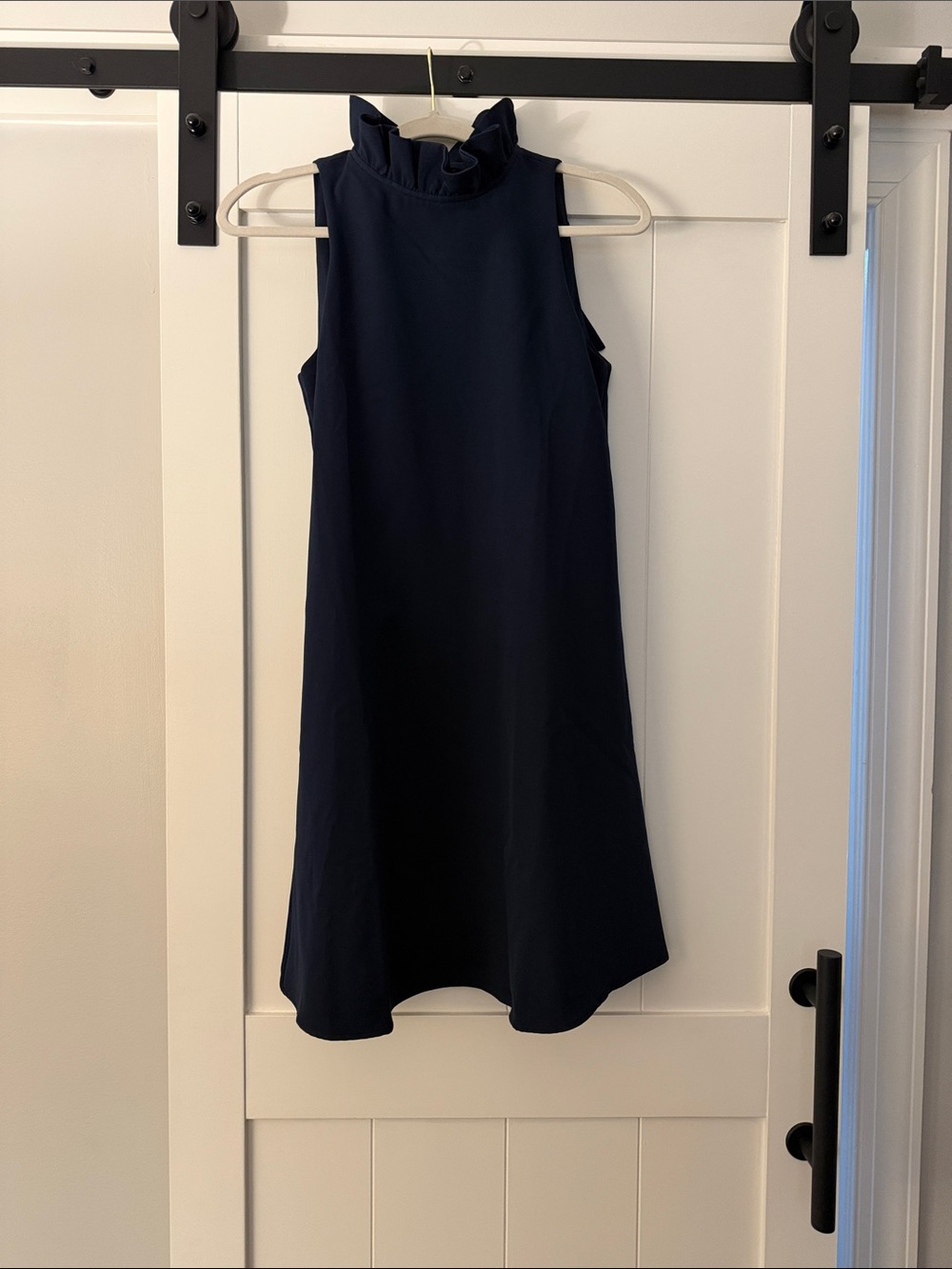 Tuckernuck Ruffle Neck A-Line Dress - Navy